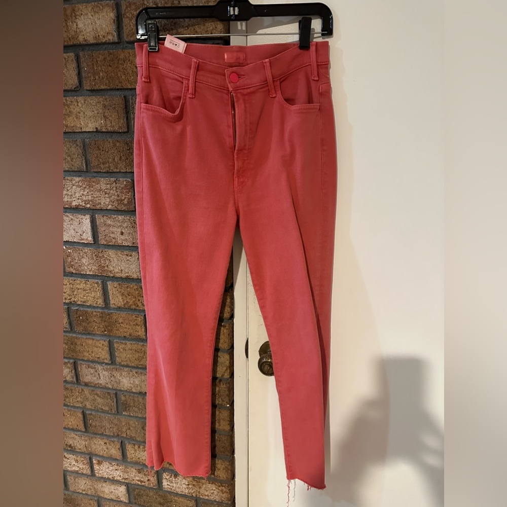 Mother jeans 28 coral ankle fray NWOT
